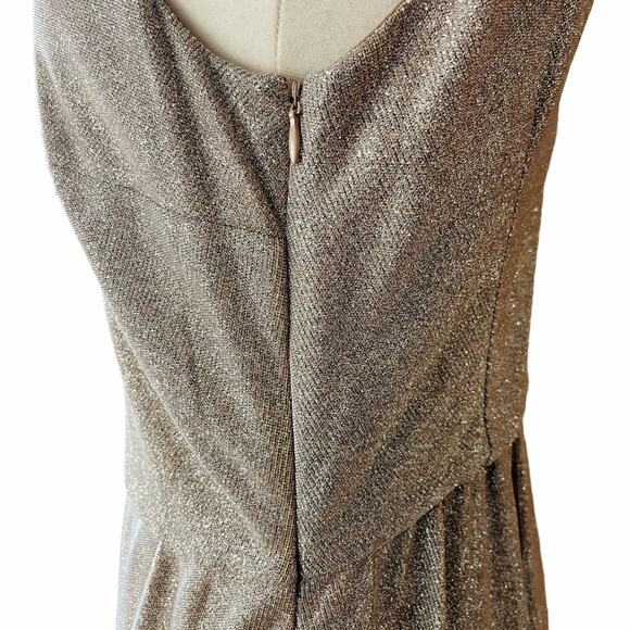 ADDISON EVENING Gold Gown Glitter Metallic Dress Sleeveless V-Neck Formal 8 NWT - Picture 6 of 15